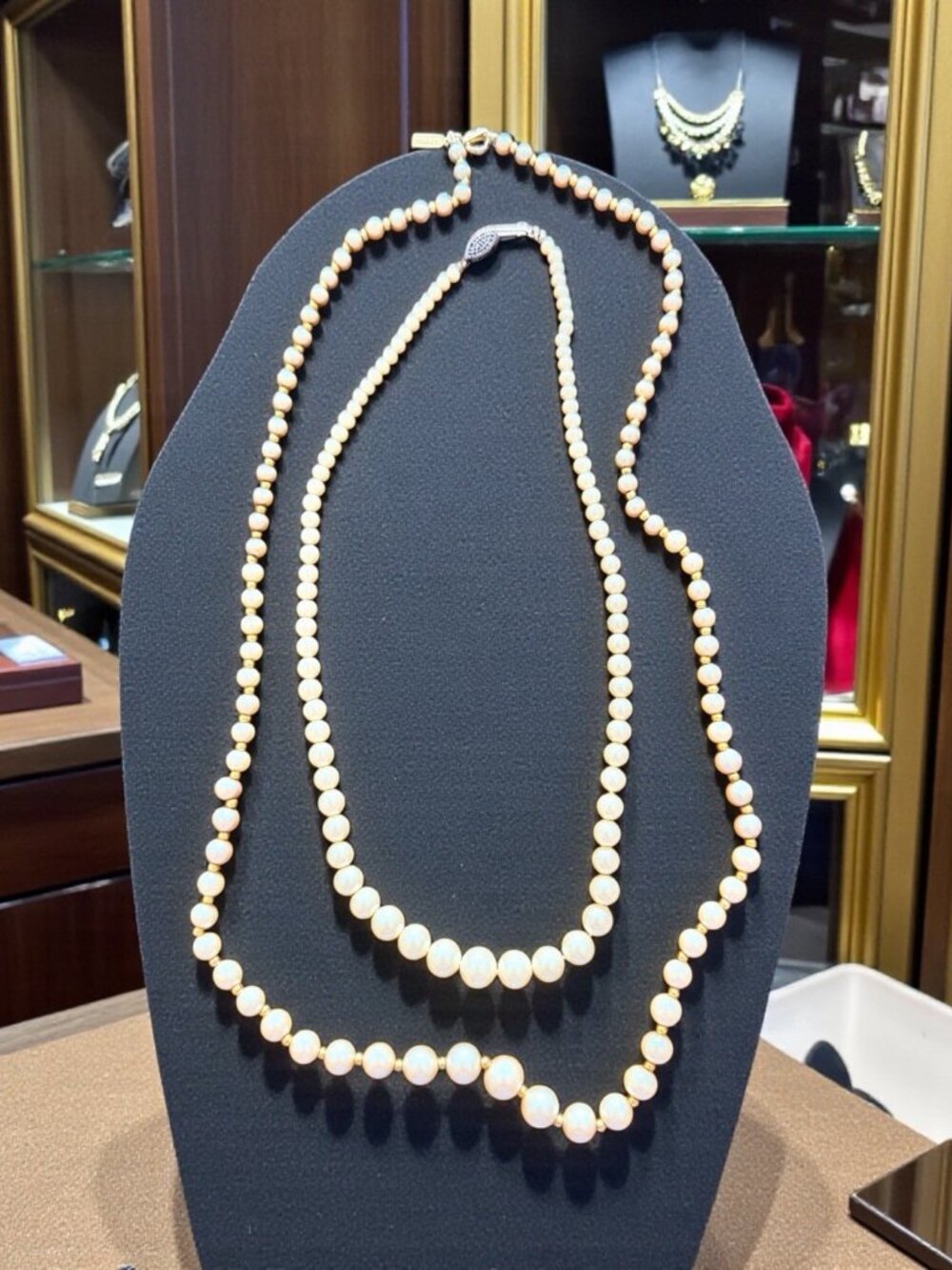 Vintage Marvella Necklace 23” and another 16” Faux Pearls Gold Tone Signed Set